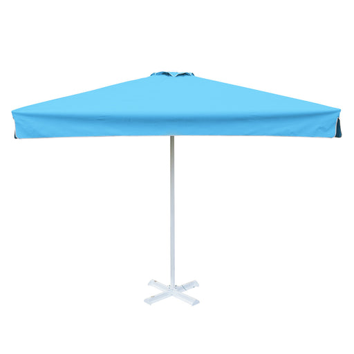 Square Light Blue Patio Umbrella - 3mx3m , Metal frame with base, Polyester canopy