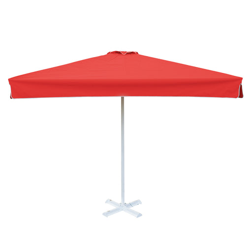 Square Red Patio Umbrella - 3mx3m , Metal frame with base, Polyester canopy