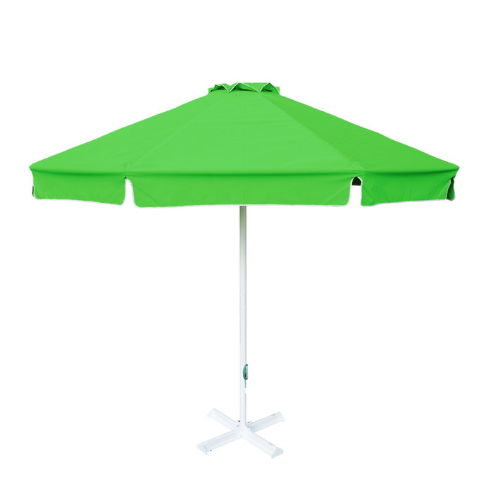 Round Light Green Patio Umbrella - 10 ft, Metal frame with base, Polyester canopy