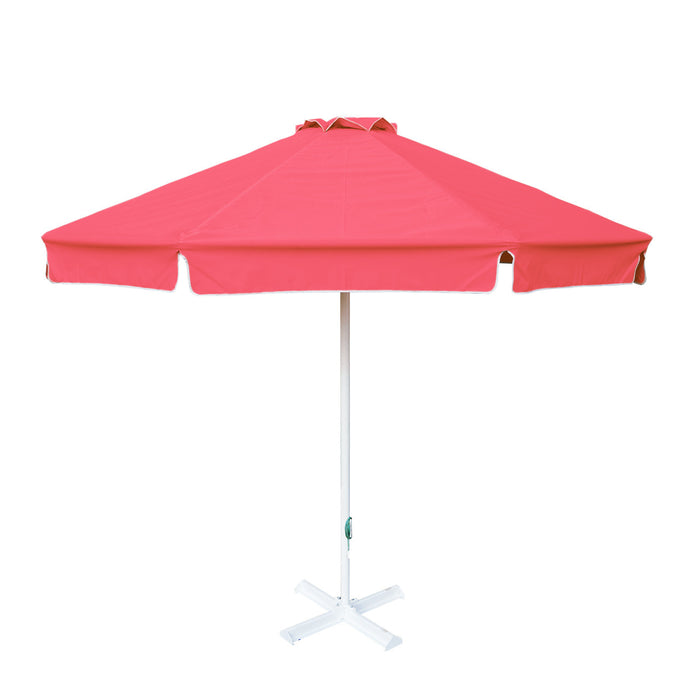 Round Scarlet Patio Umbrella - 10 ft, Metal frame with base, Polyester canopy