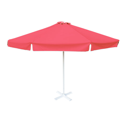 Round Scarlet Patio Umbrella - 13 ft, Metal frame with base, Polyester canopy