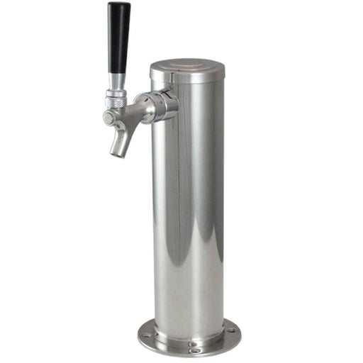 Cylinder/Column  Stainless Steel Beer Tower, 1 Tap, SS Shank & Faucet