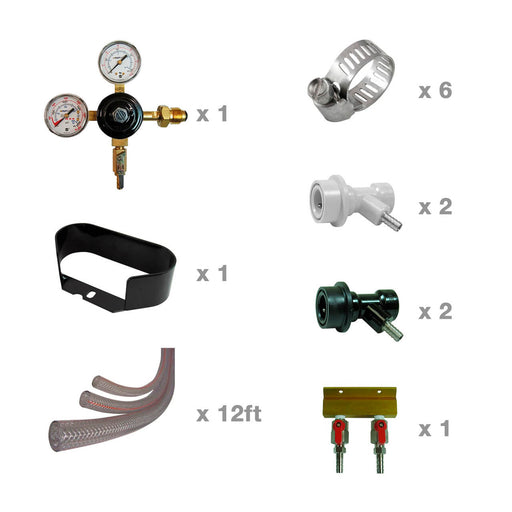 Kegerator Kit for 2 lines, Ball Lock Connectors for Cornelius keg, Nitrogen