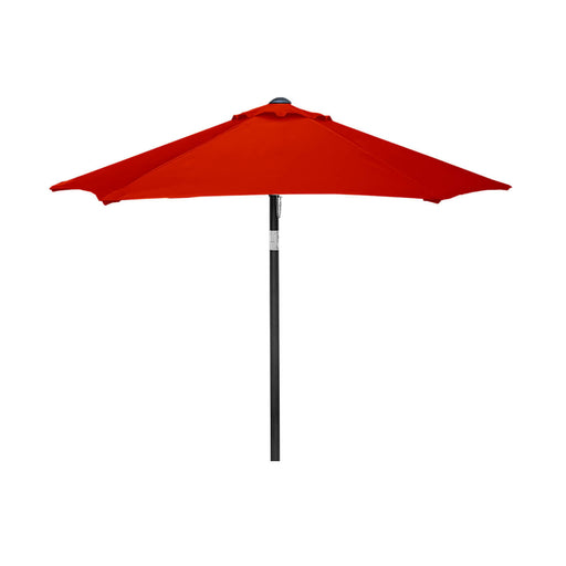 6 foot round patio umbrella Light Blue turn crank mechanism to open and close the umbrella with a push button tilt Pairs well with a 50 lbs Umbrella base Sunbrella? Slickblue 9 Feet Round Patio