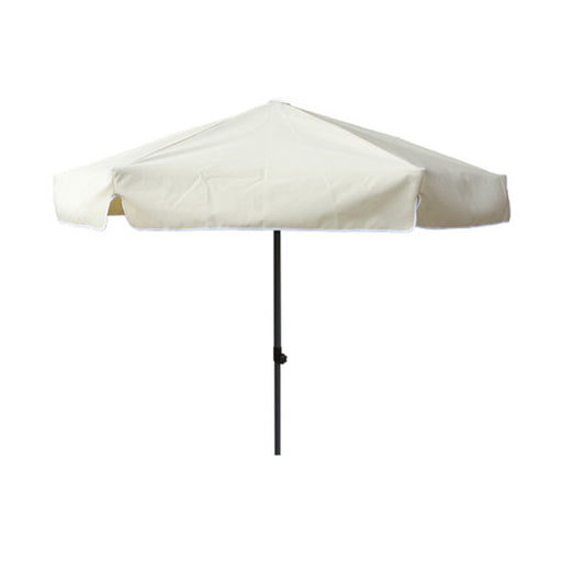 Round White Patio Umbrella - 6 ft (6 ribs), Metal frame, Polyester canopy